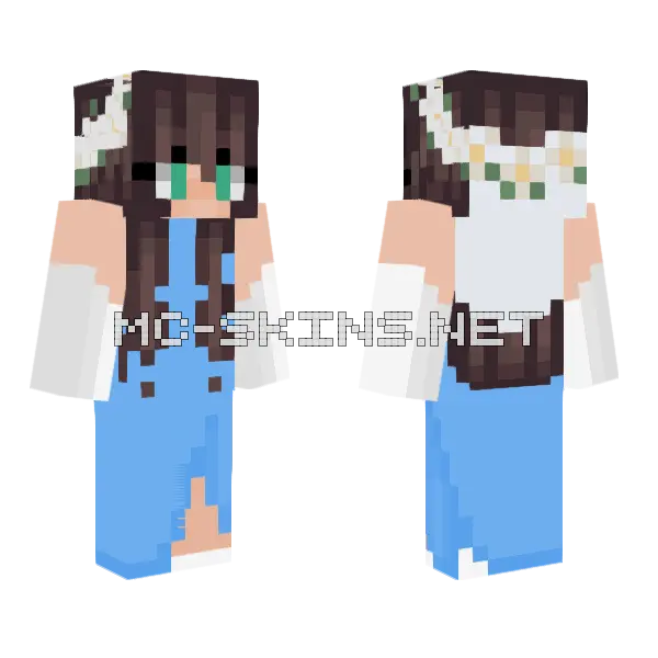 Light Blue Wedding Dress Minecraft skin, front and back
