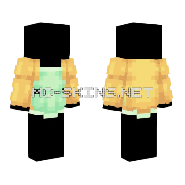 Light Green Dress Gold Coat Minecraft skin, front and back