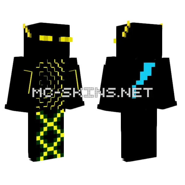 Lightning Blue Endermite Minecraft skin, front and back