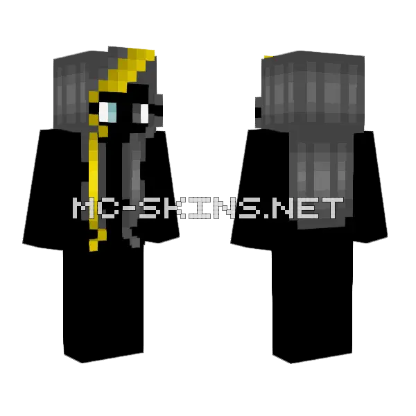 Lightning Strike Hair Storm Gray Yellow Minecraft skin, front and back