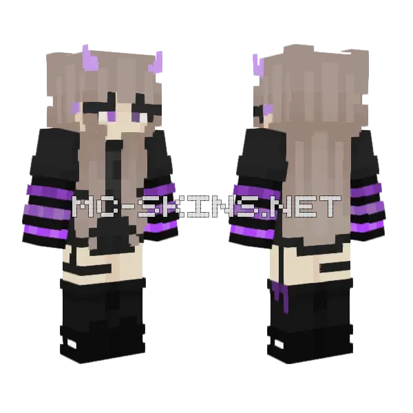 Lilac Egirl Devil Minecraft skin, front and back