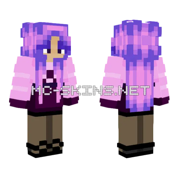 Lilac Girl Minecraft skin, front and back