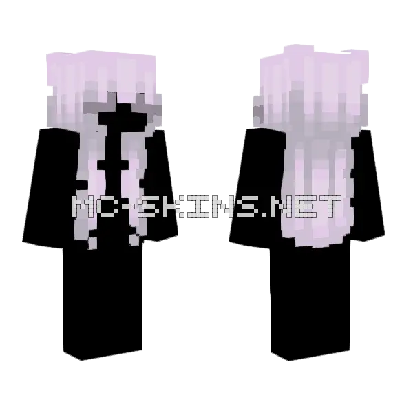 Lilac Hair Base Female Minecraft skin, front and back