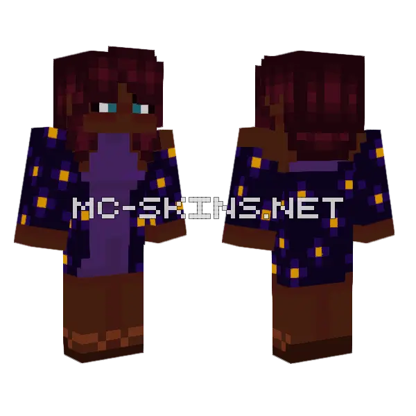 Lilac Jumper Flower Cardigan Minecraft skin, front and back