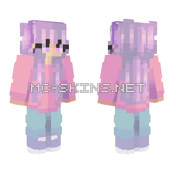 Lilac Stars Girl Minecraft skin, front and back