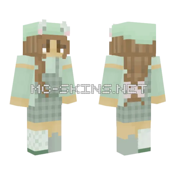 Lily Pad Froggygirl Minecraft skin, front and back