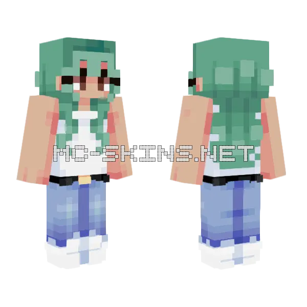 Lime Beaches Minecraft skin, front and back