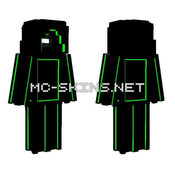 Lime Black Robot Minecraft skin, front and back