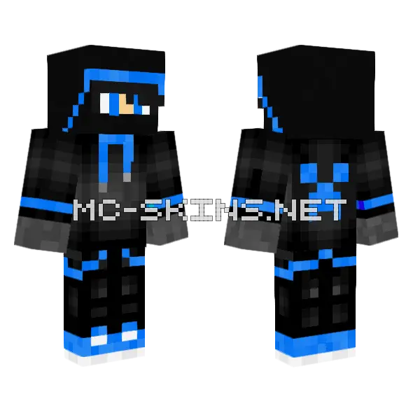 Lime Blue Hood Minecraft skin, front and back