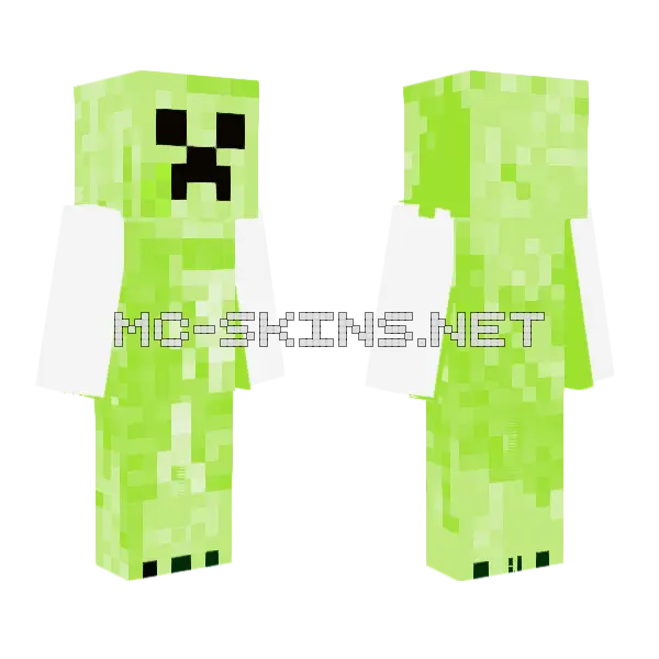 Lime Green Creeper Minecraft skin, front and back
