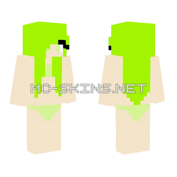 Lime Little Girl Swimsuit Minecraft skin, front and back