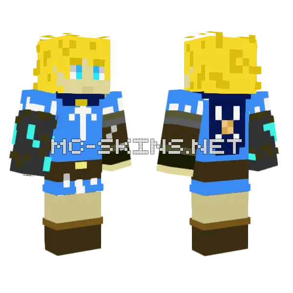 Link Tears of the Kingdom Minecraft skin, front and back