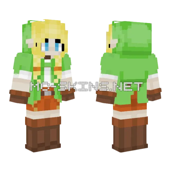 Linkle Legend of Zelda Minecraft skin, front and back