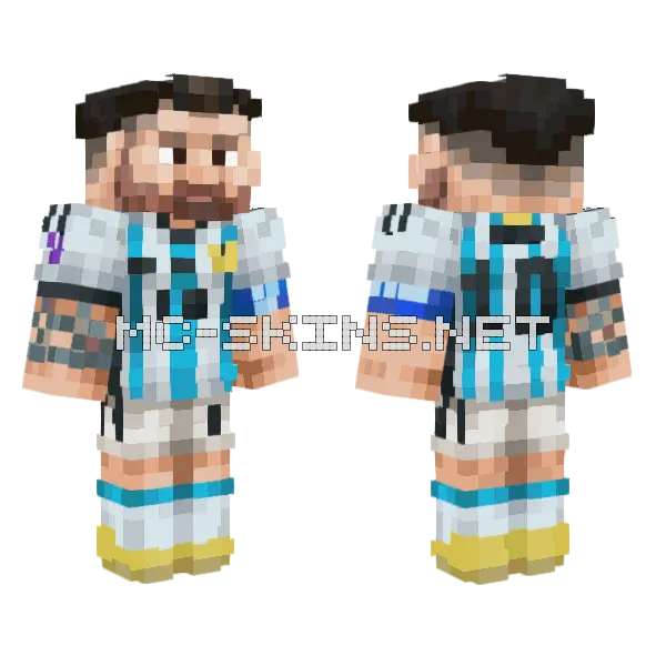 Lionel Messi Footballer Minecraft skin, front and back