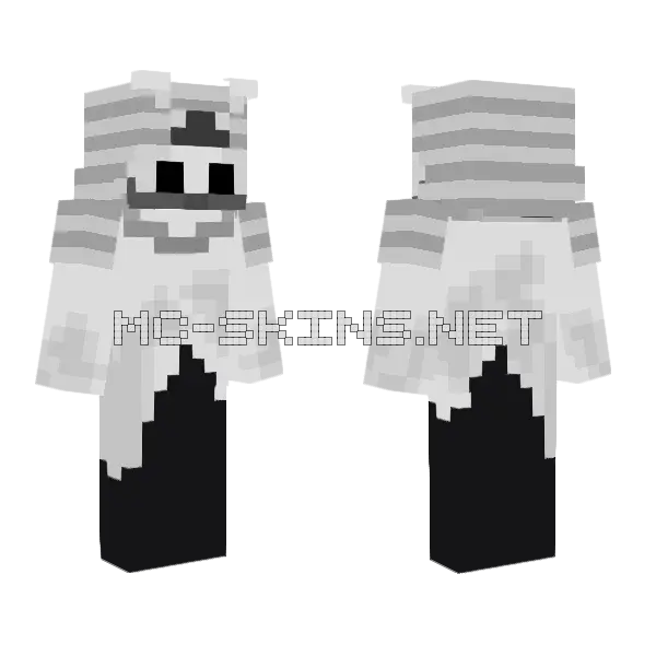 Little Ghost Samurai Monochrome Minecraft skin, front and back