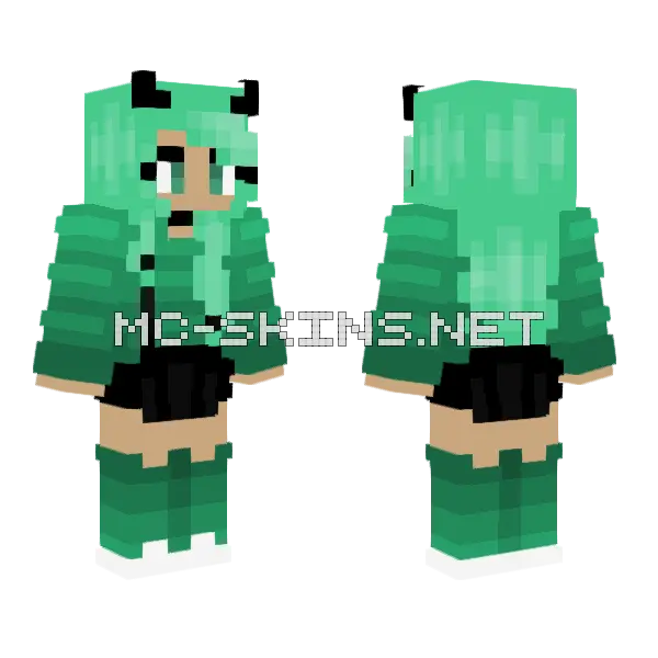 Little Green Girl Skirt Minecraft skin, front and back
