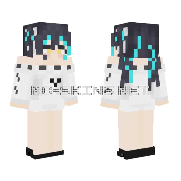 Little Mermaid Beautiful Bubble Minecraft skin, front and back