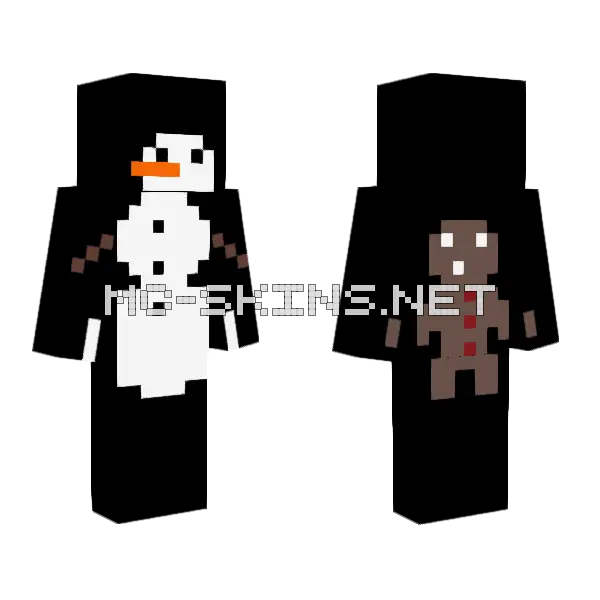 Little Snowman Gingerbread Minecraft skin, front and back
