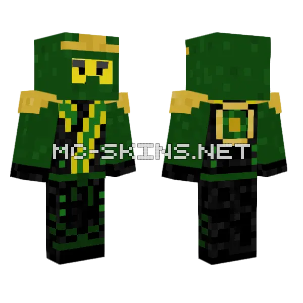 Lloyd Elemental Robes Green Ninja Minecraft skin, front and back
