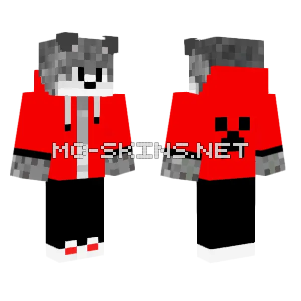 Lobo Con Sudadera Roja Minecraft skin, front and back