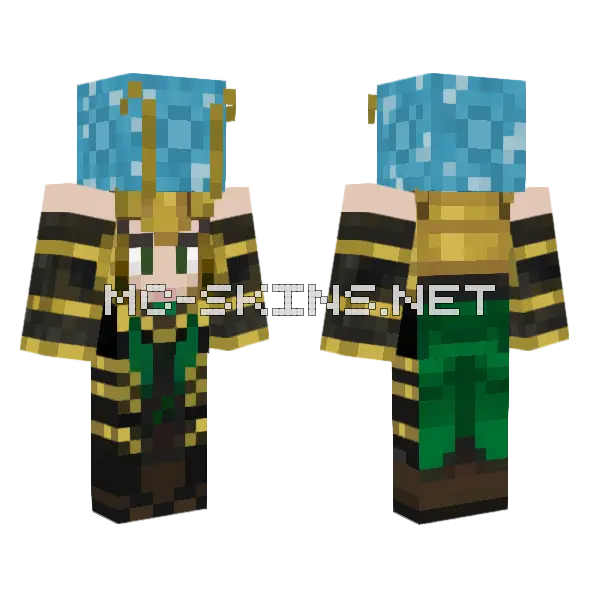 Loki Stealing Tesseract Minecraft skin, front and back