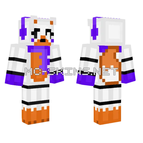Lolbit Edit3 Minecraft skin, front and back