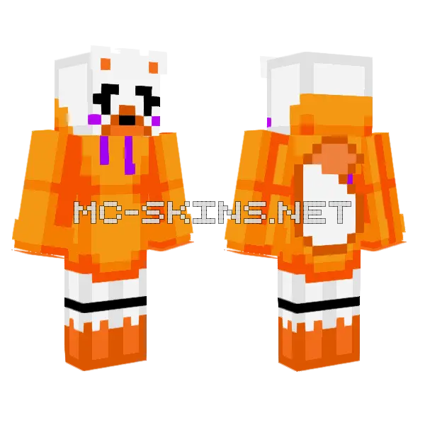 Lolbit With Jacket Minecraft skin, front and back