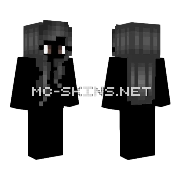 Long Black Curly Hairbase Minecraft skin, front and back