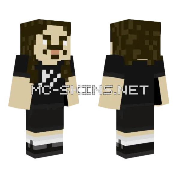 Long Curly Brown Hair Minecraft skin, front and back