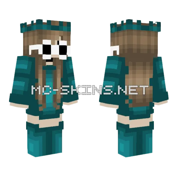 Long Dark Cyan Outfit Minecraft skin, front and back