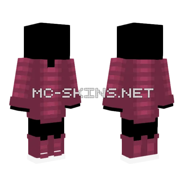 Long Dark Magenta Outfit Minecraft skin, front and back