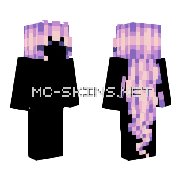 Long Pink Hair Base Minecraft skin, front and back