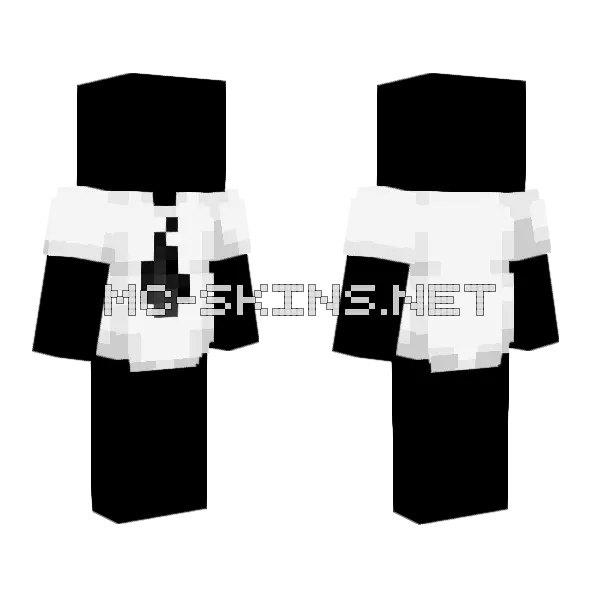 Long White T-shirt Black Fire Minecraft skin, front and back