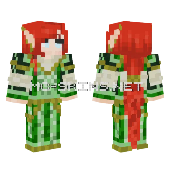 Lotse Elf Girl Minecraft skin, front and back
