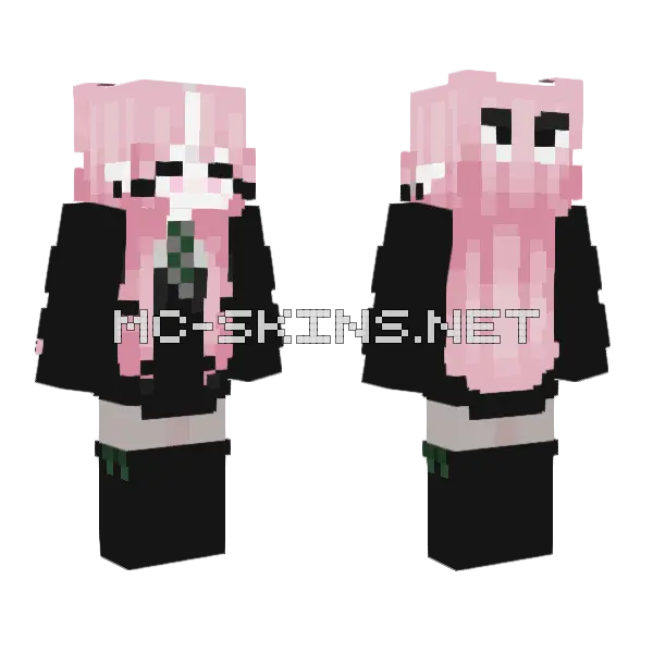 Lovegood2 Pink Hair Girl Minecraft skin, front and back