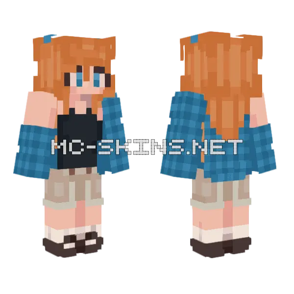 Lovely Flannel Girl Minecraft skin, front and back