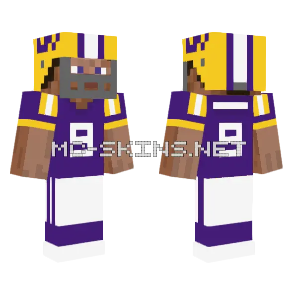 LSU Color Football Minecraft skin, front and back