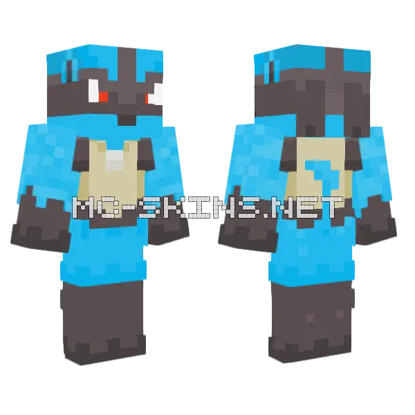 Lucario Minecraft skin, front and back