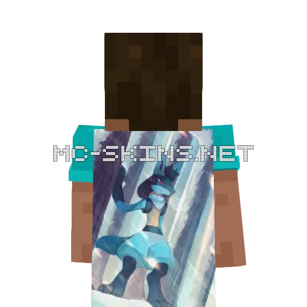 Lucario Winter Minecraft cape worn on a player