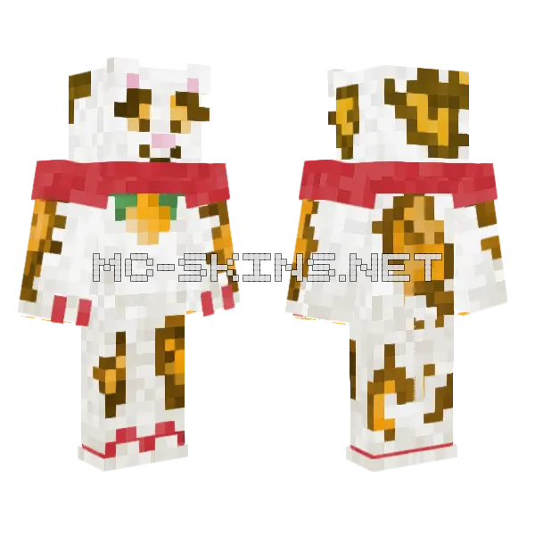 Lucky Cat Minecraft skin, front and back