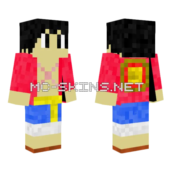 Luffy Minecraft skin, front and back