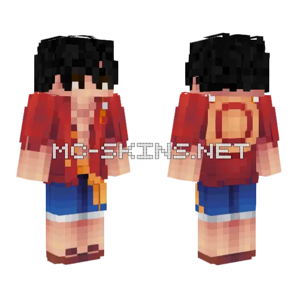 Luffy Minecraft skin, front and back