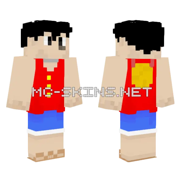 Luffy East Blue Minecraft skin, front and back