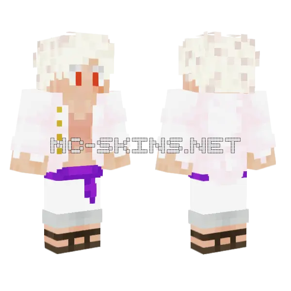 Luffy Gear 5 Minecraft skin, front and back
