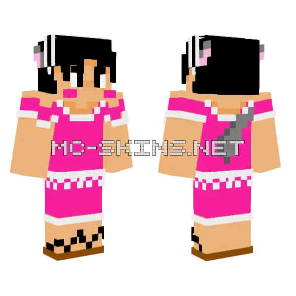Luffy Pink Maid Wolf Minecraft skin, front and back