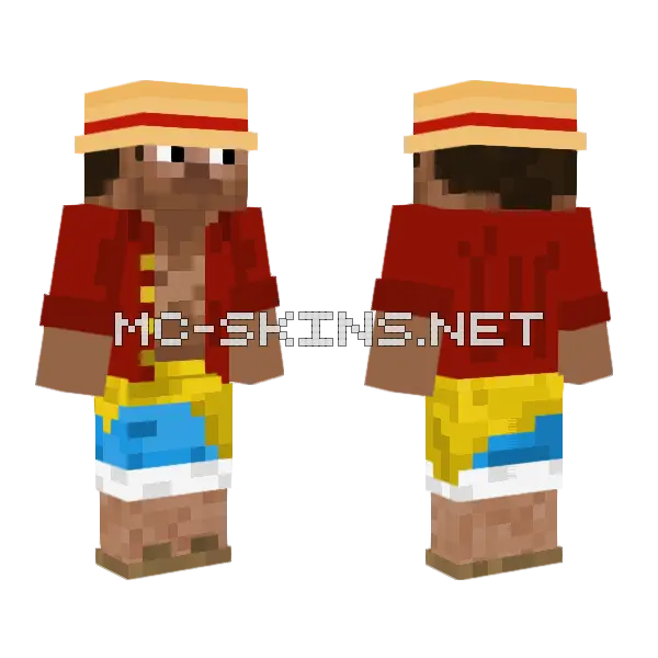 Luffy Steve Minecraft skin, front and back