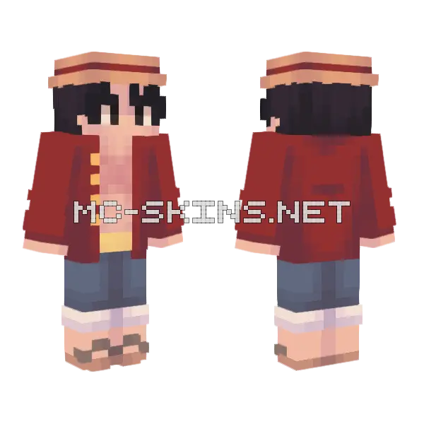 Luffy Straw Hat Minecraft skin, front and back