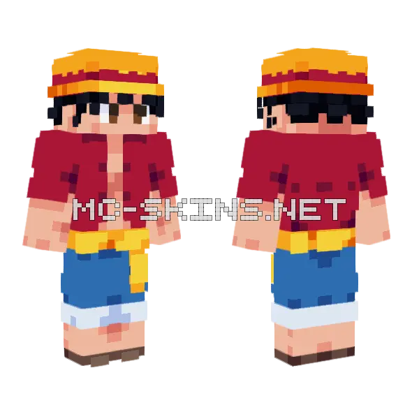 Luffy Straw Hat Minecraft skin, front and back