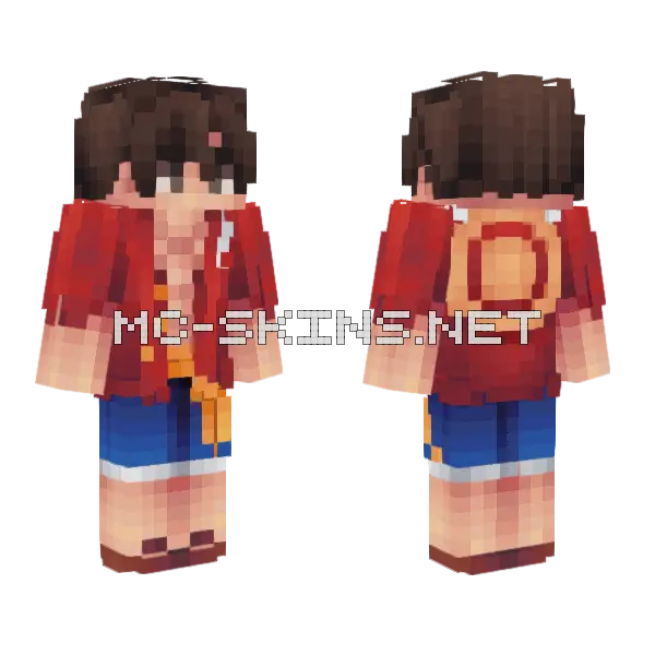 Luffy Straw Hat Minecraft skin, front and back