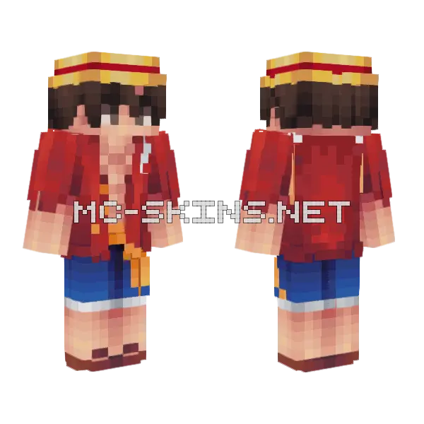 Luffy Straw Hat Minecraft skin, front and back
